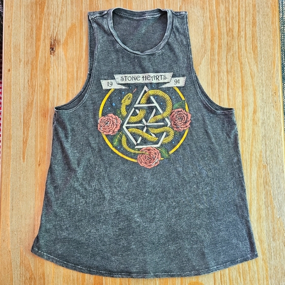 Volcom Gray Tank Top with Yellow and Pink Accents - Picture 1 of 6